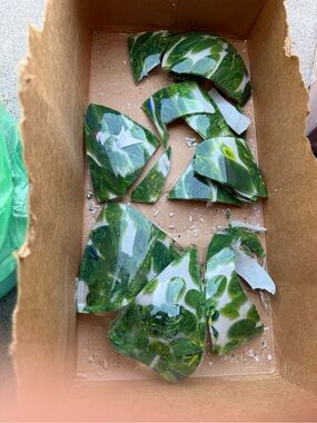 Green Marble Glass Art Pieces - Unbranded
